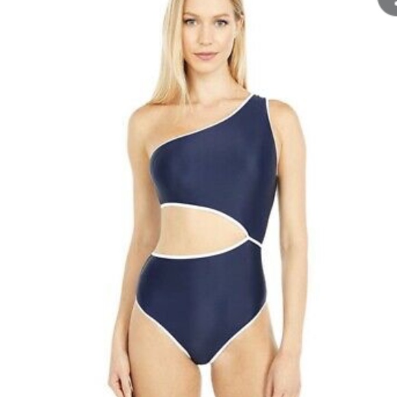J. Crew Other - J. Crew 6 eco tipped one shoulder swimsuit navy